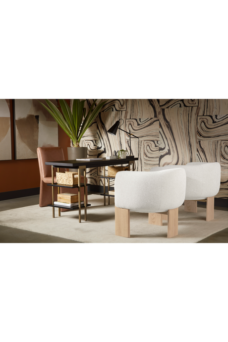 Cream Fabric Curved Lounge Chair | Splendido Trine