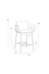 Modern European furniture - Leather-Look Channeled Arm Counter Stool - www.oroa.com