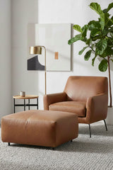 Brown Leather Square Ottoman | Splendido Elio | Oroa.com