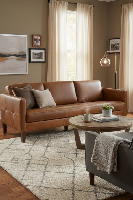 Brown Italian Leather Sofa | Splendido Karmelo | Oroa.com