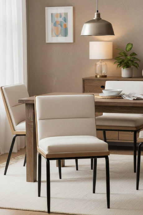 Channeled White Muslin Dining Chairs (2) | Splendido Abilene | Oroa.com