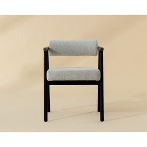 Modern European furniture - White Boucle Dining Armchair - www.oroa.com