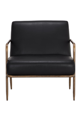 Modern European furniture - Hammered Brass Leather Lounge Chair - www.oroa.com