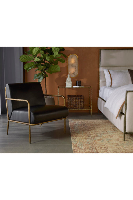 Modern European furniture - Hammered Brass Leather Lounge Chair - www.oroa.com