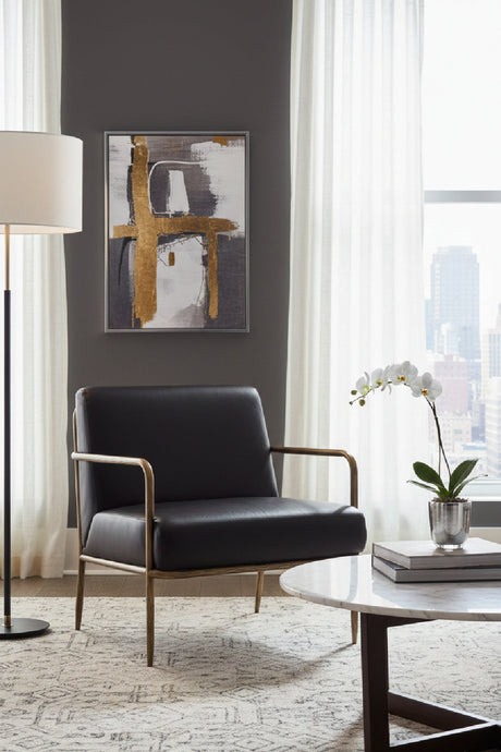 Modern European furniture - Hammered Brass Leather Lounge Chair - www.oroa.com