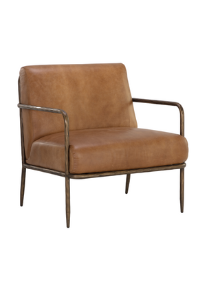 Hammered Brass Leather Lounge Chair by Splendido Lathan Accent Chair