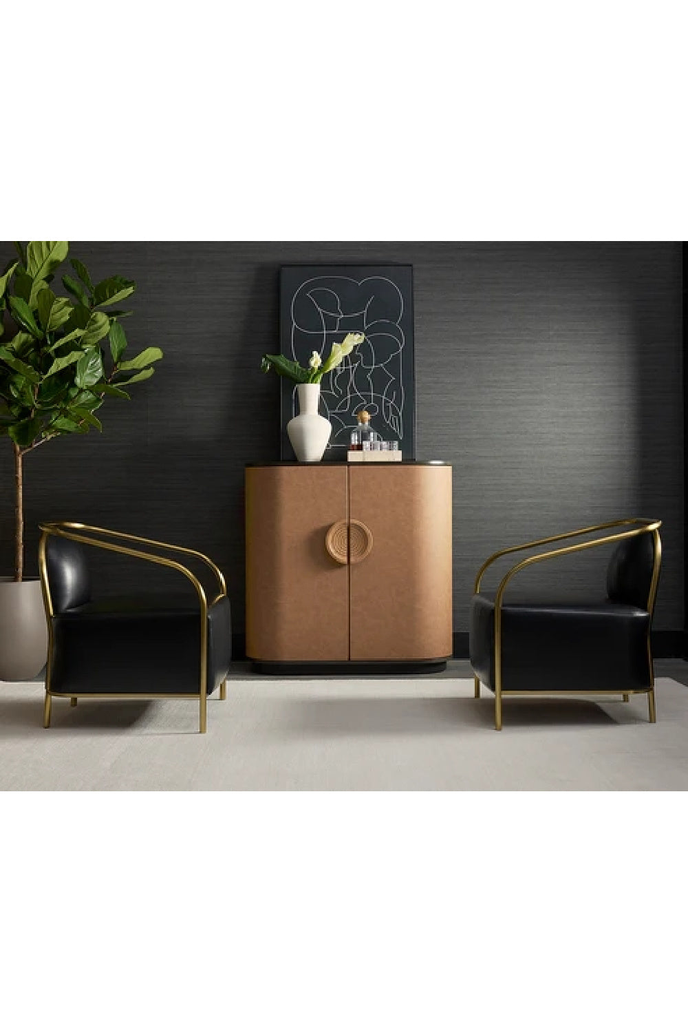 Modern European furniture - Smoked Acacia 2-Door Bar Cabinet - www.oroa.com