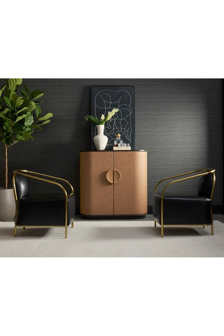 Modern European furniture - Smoked Acacia 2-Door Bar Cabinet - www.oroa.com