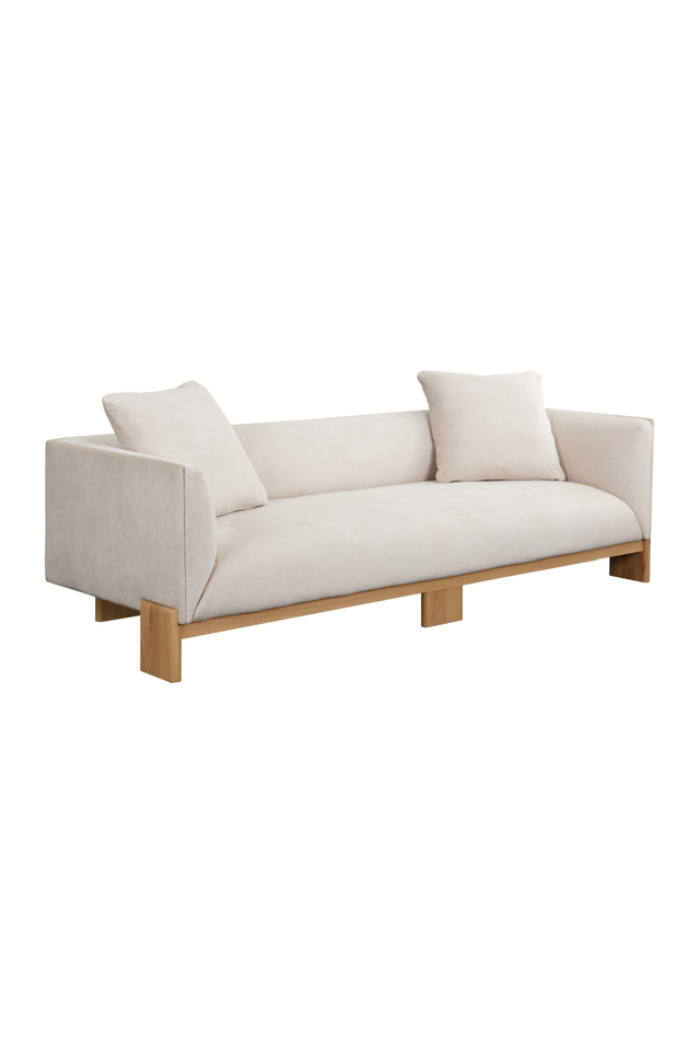 Modern European furniture - Oak Base White Upholstered Sofa - www.oroa.com