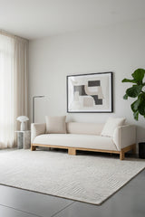 Modern European furniture - Oak Base White Upholstered Sofa - www.oroa.com