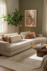 Modern European furniture - Cream Curved Seat Sofa - www.oroa.com