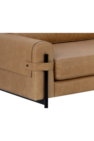 Brown Leather Strapped Sofa | Splendido Camus