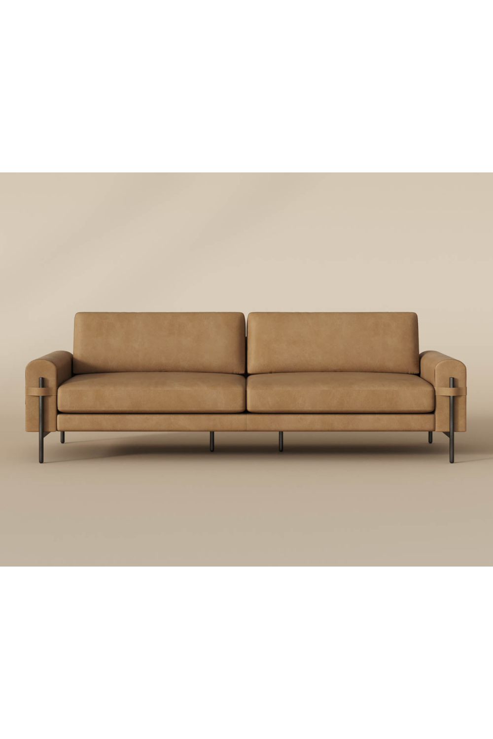 Brown Leather Strapped Sofa | Splendido Camus