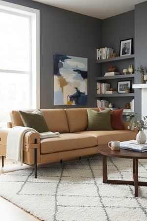 Brown Leather Strapped Sofa | Splendido Camus | Oroa.com