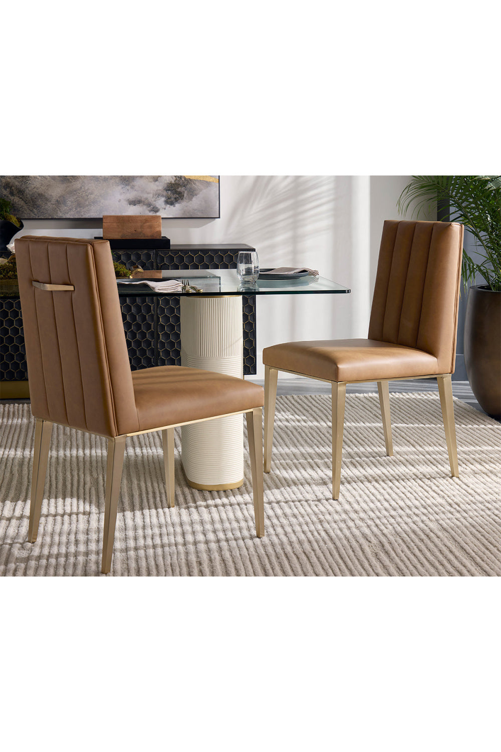 Modern European furniture - Vertical Channeled Dining Chairs (2) - www.oroa.com