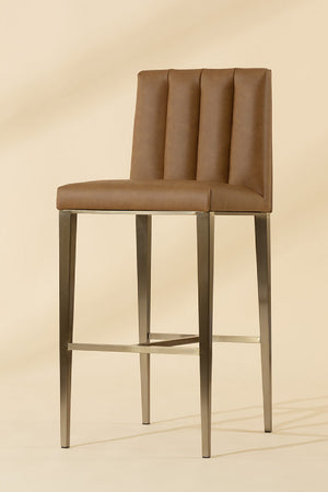 Vertical-Channeled Leather-Look Bar Stool | Splendido Wilbur | Oroa.com