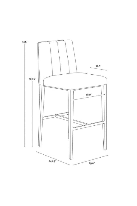 Modern European furniture - Vertical-Channeled Leather-Look Bar Stool - www.oroa.com