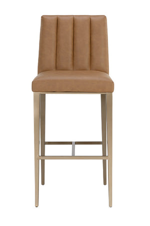 Vertical-Channeled Leather-Look Bar Stool | Splendido Wilbur | Oroa.com