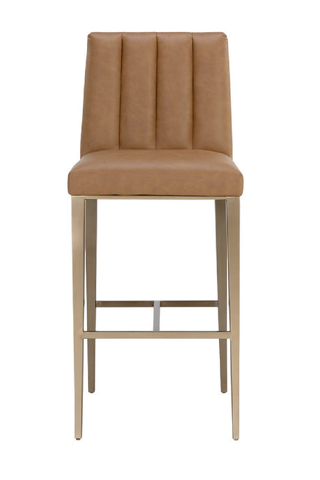 Vertical-Channeled Leather-Look Bar Stool | Splendido Wilbur | Oroa.com