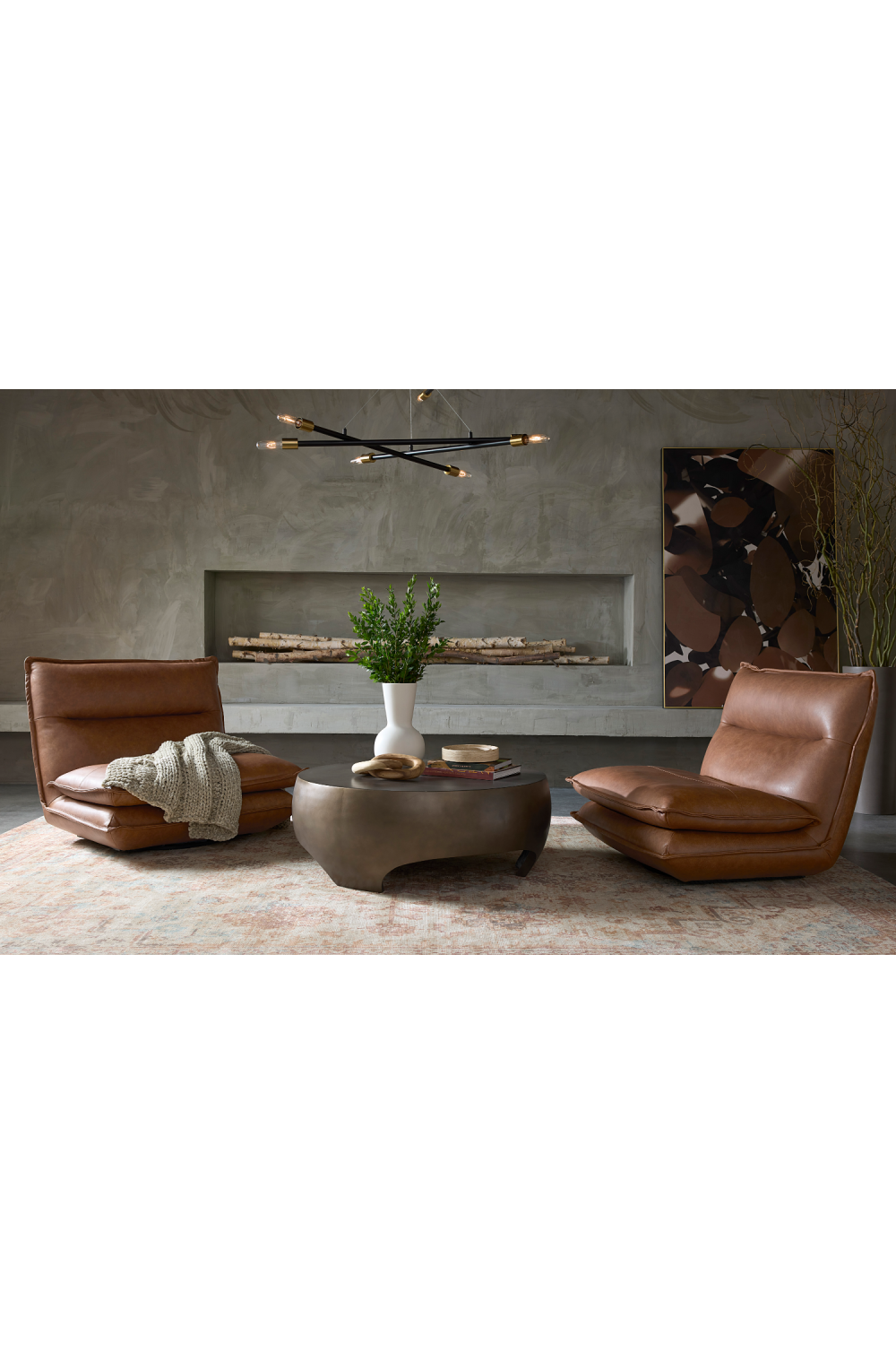 Brown Leather Swivel Armless Chair | Splendido Colson