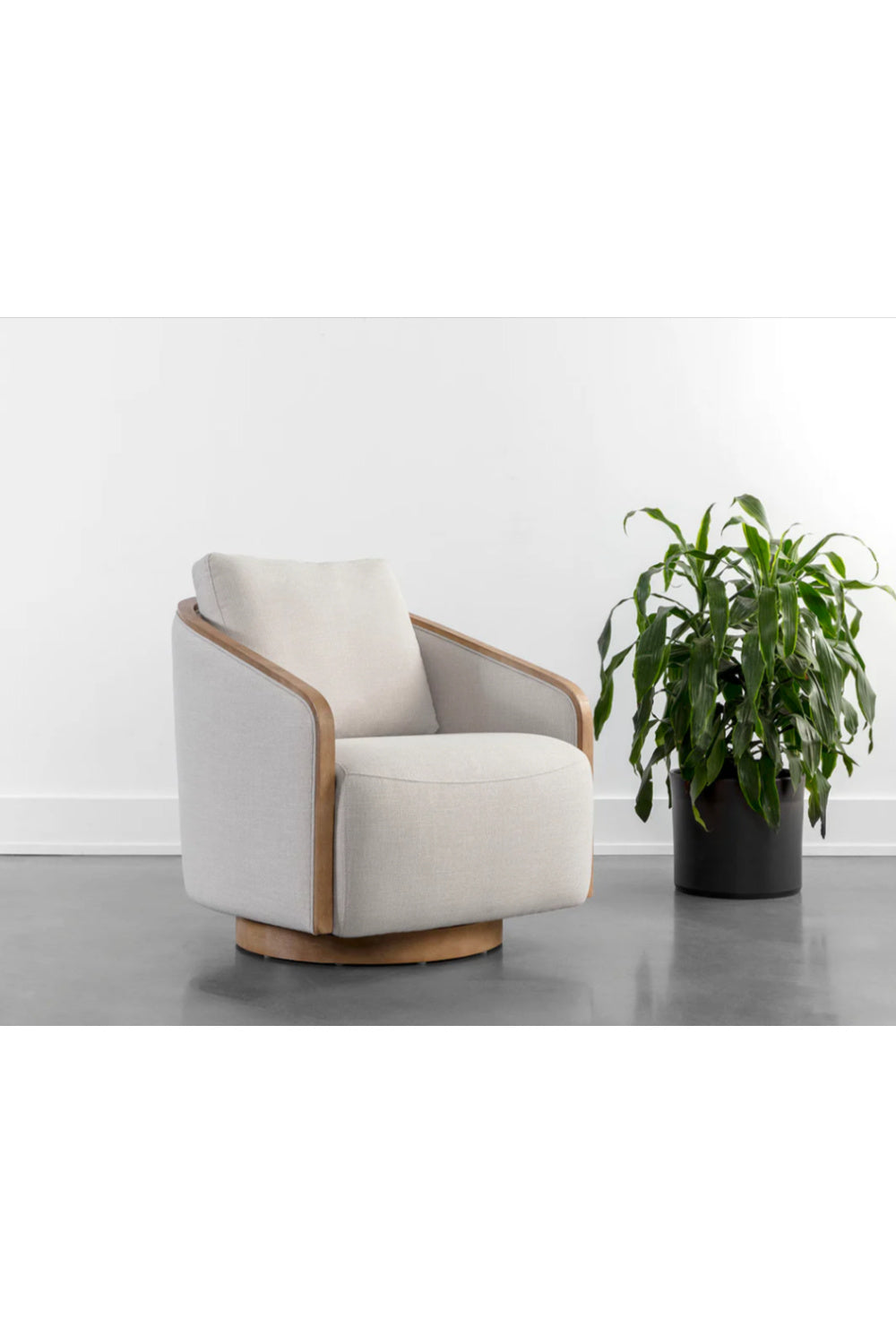 Modern European furniture - Birch Wood Frame Swivel Chair - www.oroa.com