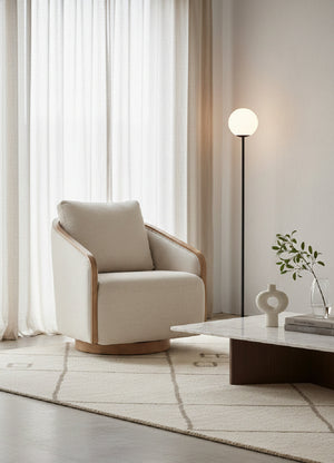 Modern European furniture - Birch Wood Frame Swivel Chair - www.oroa.com