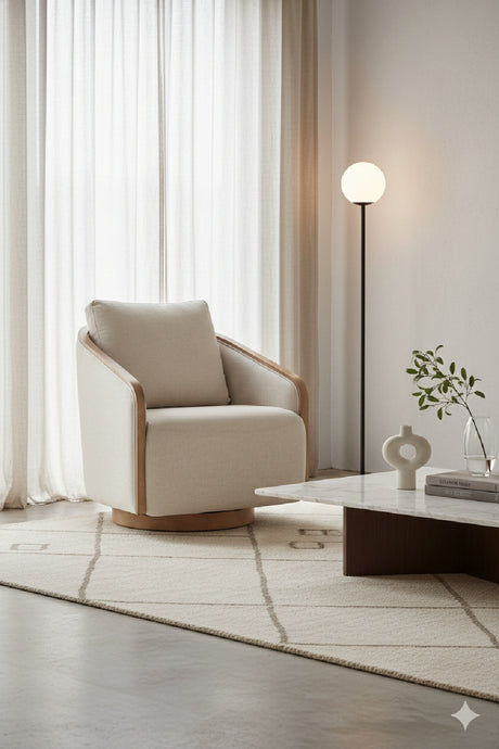 Birch Wood Frame Swivel Chair | Splendido Tasia | Oroa.com
