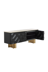 Modern European furniture - Faceted Black 4-Door Sideboard - www.oroa.com