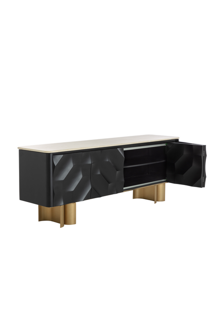 Modern European furniture - Faceted Black 4-Door Sideboard - www.oroa.com