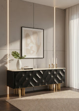 Modern European furniture - Faceted Black 4-Door Sideboard - www.oroa.com