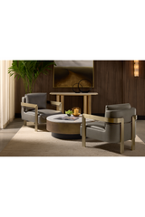 Modern European furniture - Taupe Leather Lounge Chair - www.oroa.com