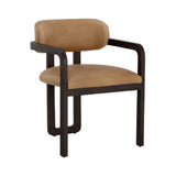 Brown Bovine Leather Dining Armchair | Splendido Madrone