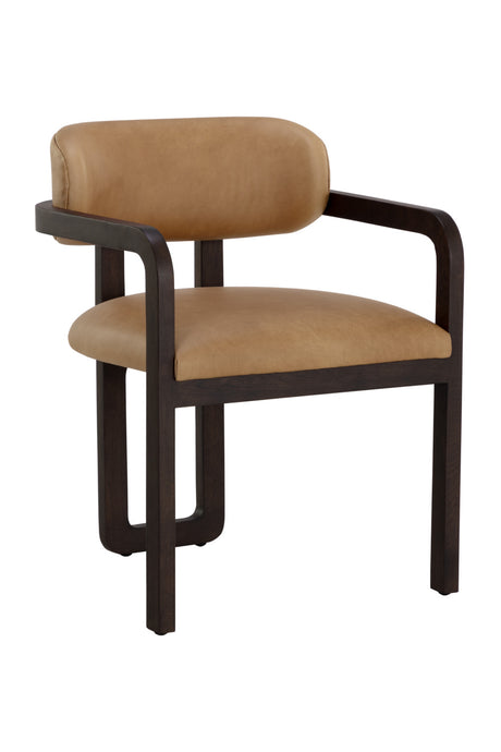 Modern European furniture - Brown Bovine Leather Dining Armchair - www.oroa.com