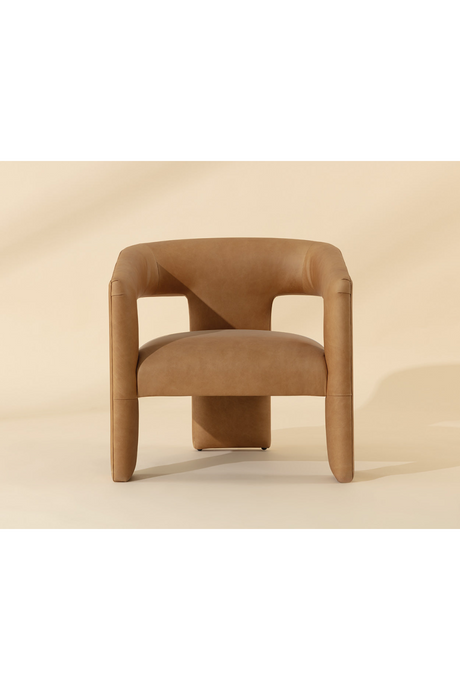 Modern European furniture - Brown Leather Sculptural Lounge Chair - www.oroa.com