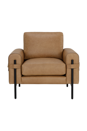 Modern European furniture - Strapped Brown Leather Lounge Chair - www.oroa.com