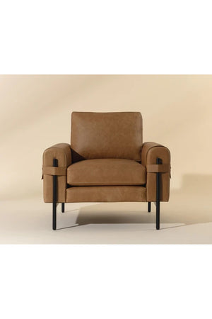 Modern European furniture - Strapped Brown Leather Lounge Chair - www.oroa.com