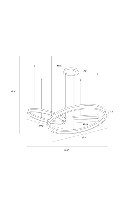 Modern European furniture - Gold 3 Ring Chandelier - www.oroa.com