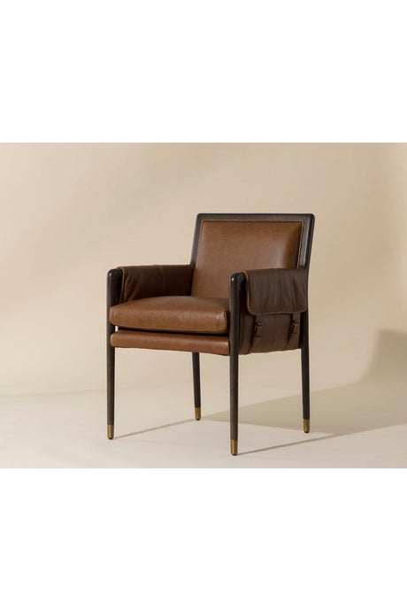 Modern European furniture - Buckle Flap Leather Dining Armchair - www.oroa.com