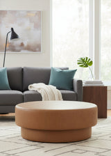 Modern European furniture - Round Leather Inspired Ottoman - www.oroa.com