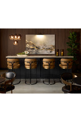 Modern European furniture - Iron Framed Leather-Look Bar Stool - www.oroa.com