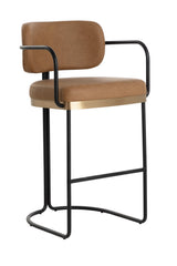 Modern European furniture - Iron Framed Leather-Look Bar Stool - www.oroa.com