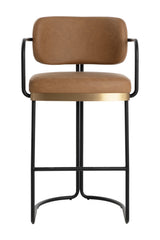 Modern European furniture - Iron Framed Leather-Look Bar Stool - www.oroa.com