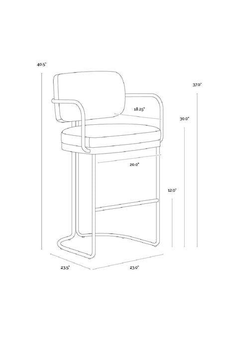 Modern European furniture - Iron Framed Leather-Look Bar Stool - www.oroa.com