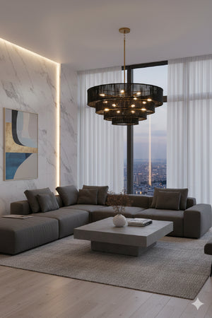 4-Tier Rustic Jute Chandelier | Splendido Lumina | Oroa.com