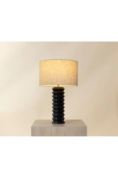 Modern European furniture - Black Wooden Base Table Lamp - www.oroa.com