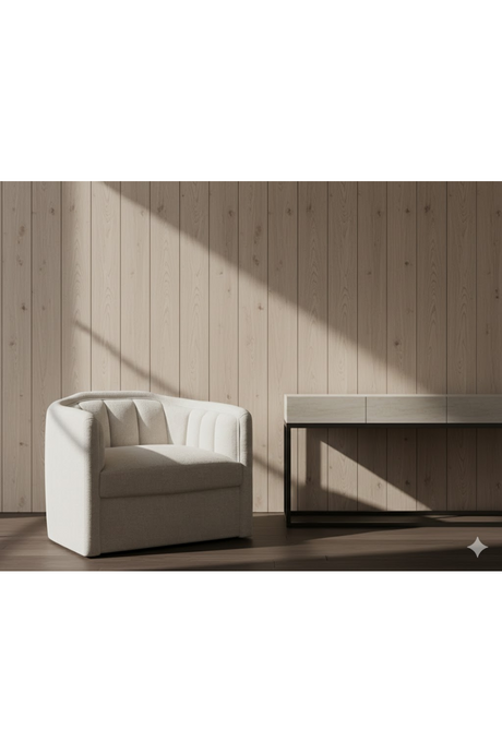 Cream Tufted-Back Swivel Armchair| Splendido Birrit | Oroa.com