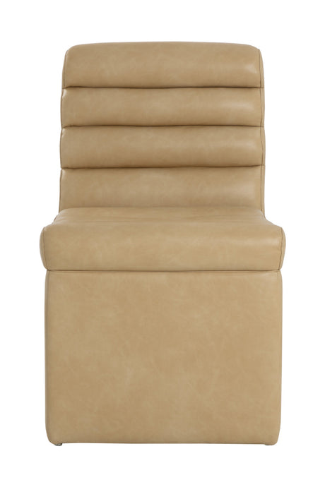 Modern European furniture - Leather Look Wheeled Dining Chair - www.oroa.com