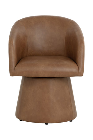 Modern European furniture - Brown Leather Swivel Dining Chair - www.oroa.com