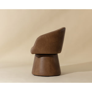 Modern European furniture - Brown Leather Swivel Dining Chair - www.oroa.com