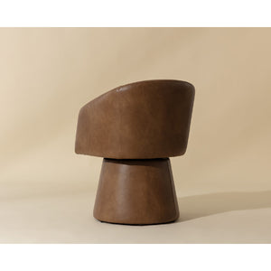 Modern European furniture - Brown Leather Swivel Dining Chair - www.oroa.com